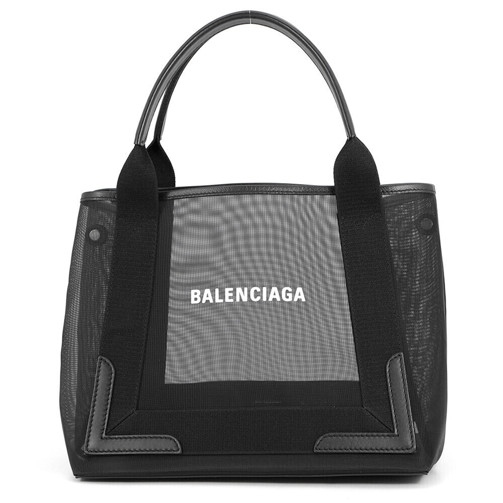 Balenciaga Tote Bag Navy Blue Cabas Pouch Clutch Mesh Black